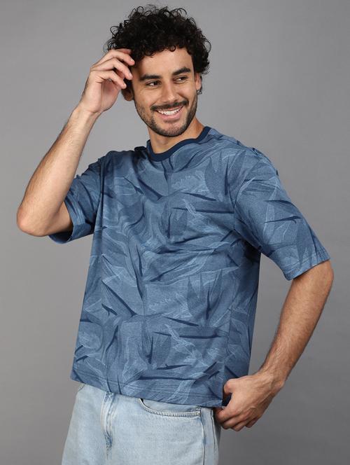 men blue printed casual t-shirt - 21023930 - Very Small Image - 1