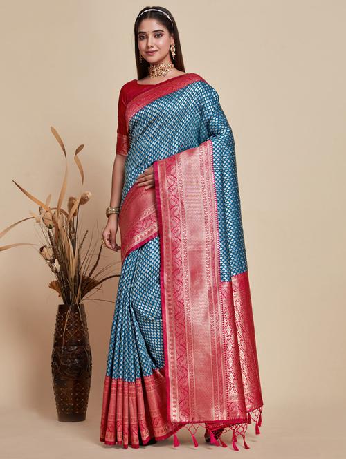 women self design kanjivaram saree with blouse - 21024755 - Very Small Image - 1