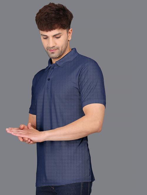 navy blue cotton blend plain tshirt - 21029915 - Very Small Image - 1