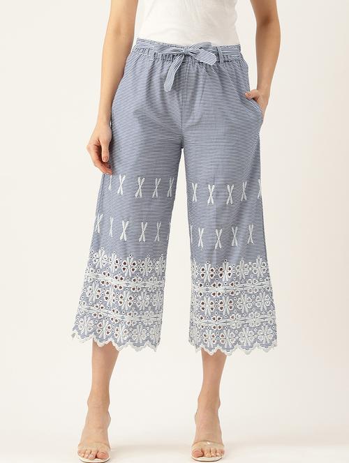 blue cotton flared palazzo - 21031326 - Very Small Image - 1