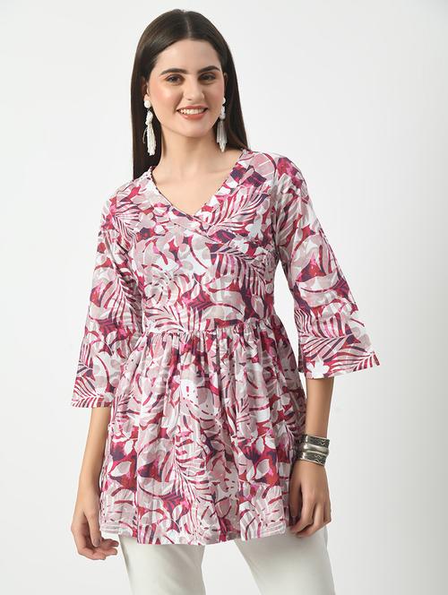 women tropical print cotton flared tunic - 21034286 - Very Small Image - 1