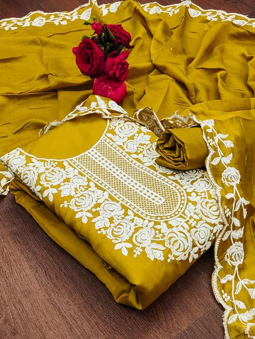 embroidered unstitched suit set - 21055791 - Very Small Image - 1