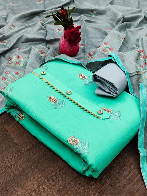 embroidered unstitched suit set - 21055807 - Very Small Image - 1