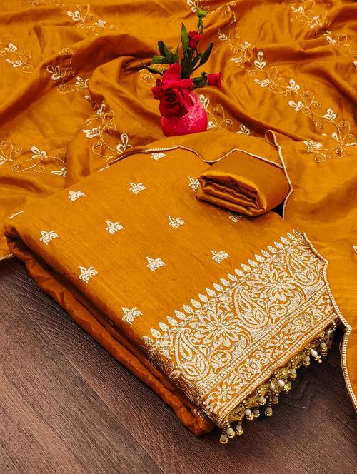 embroidered unstitched suit set - 21055895 - Very Small Image - 1