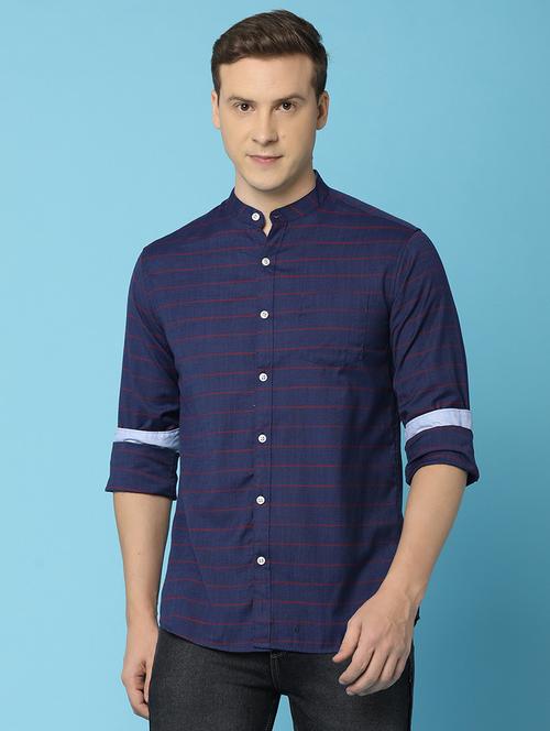men striped cotton casual shirt - 21074058 - Very Small Image - 1