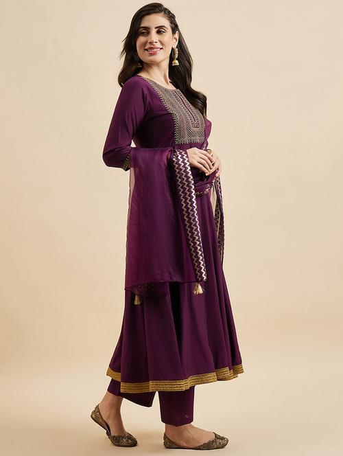 women three quarter sleeve kurta pant with dupatta set - 21102106 - Very Small Image - 1