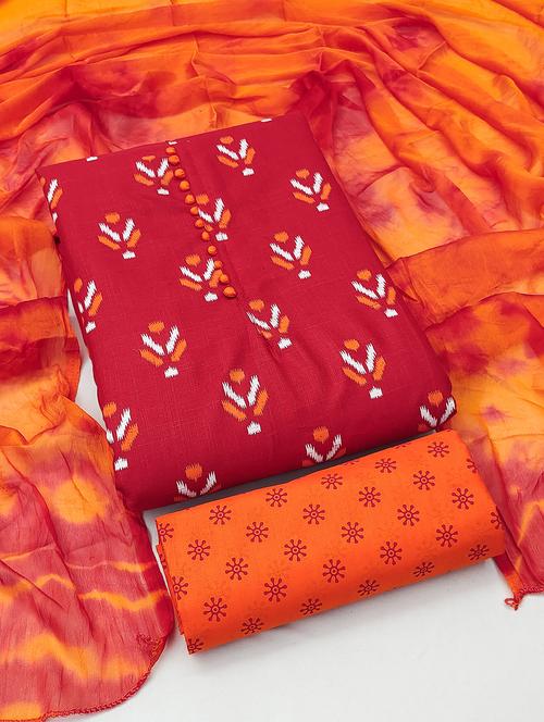 women red self design unstitched suit - 21140071 - Very Small Image - 1