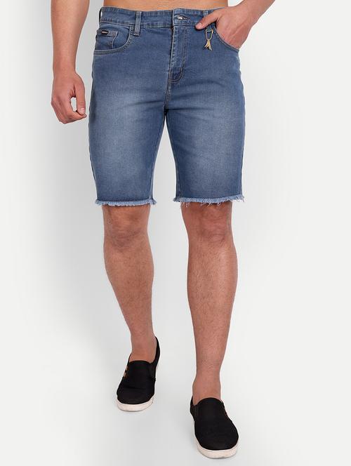 solid blue denim shorts - 21145252 - Very Small Image - 1