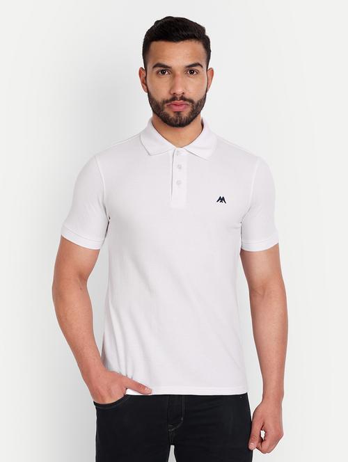 solid white cotton blend polo t-shirt - 21145307 - Very Small Image - 1