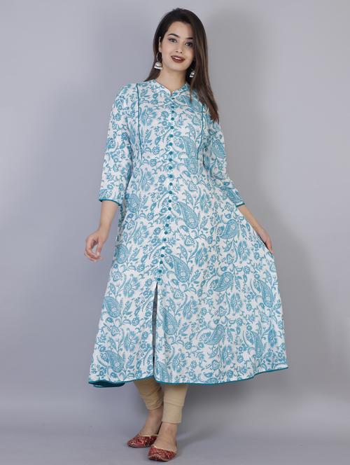 women floral printed front slit kurta - 21170724 - Very Small Image - 1