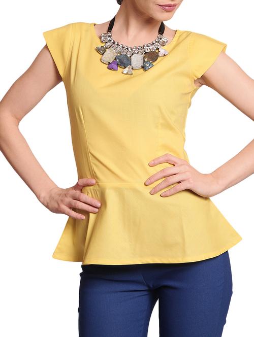 cap sleeved peplum top - 21179 - Very Small Image - 1