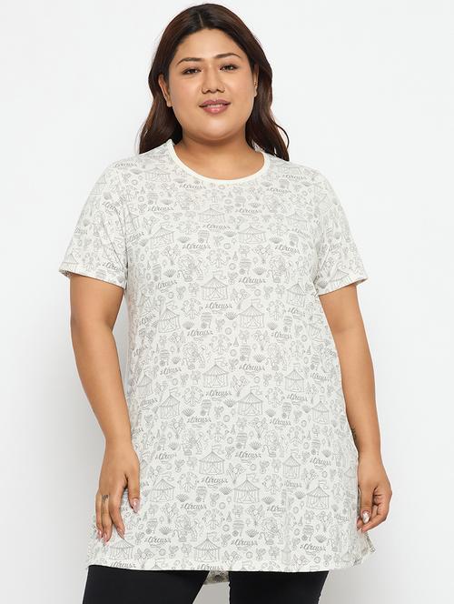 white cotton blend plus size t-shirt - 21232773 - Very Small Image - 1