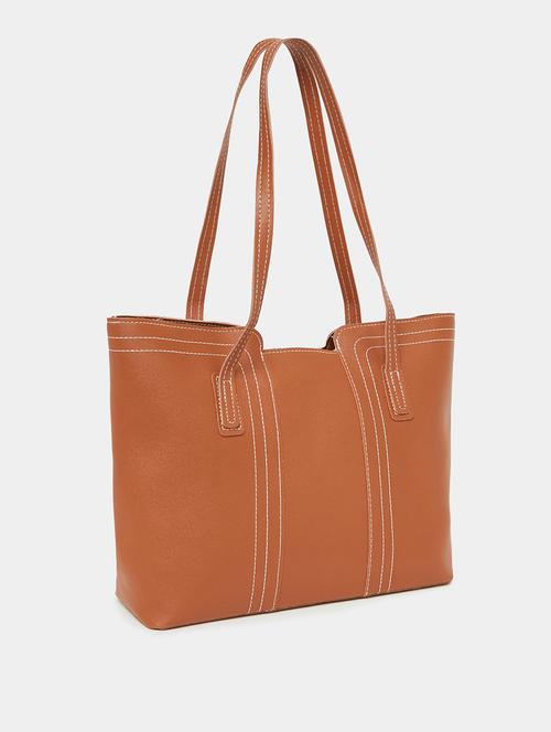 brown leather tote handbag - 21238590 - Very Small Image - 1
