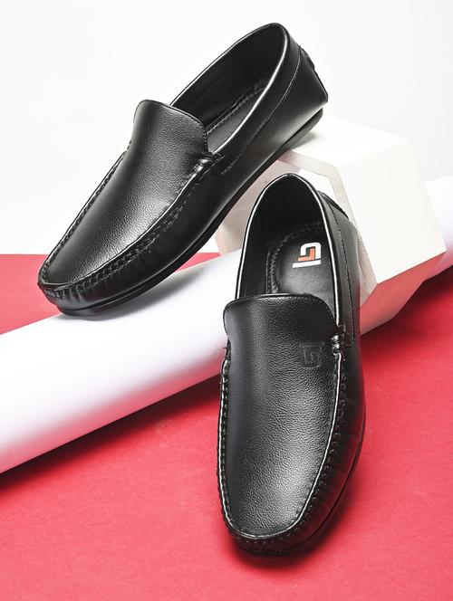 black pu slip on loafers - 21252477 - Very Small Image - 1