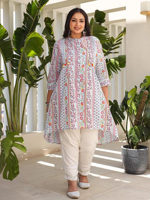 women three quarter sleeve high-low kurta - 21259512 - Very Small Image - 1
