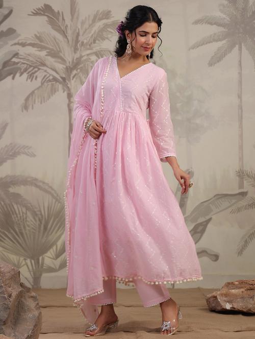 pink cotton kurta pant set - 21264858 - Very Small Image - 1