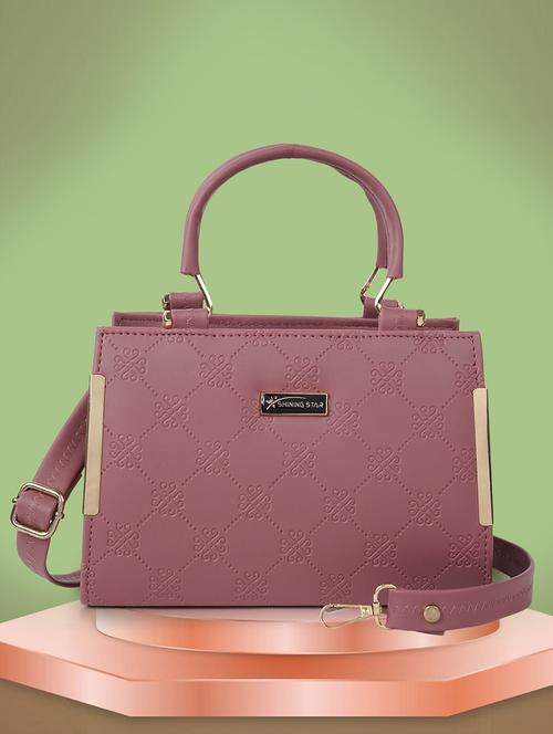 solid leatherette (pu) handbag - 21273754 - Very Small Image - 1