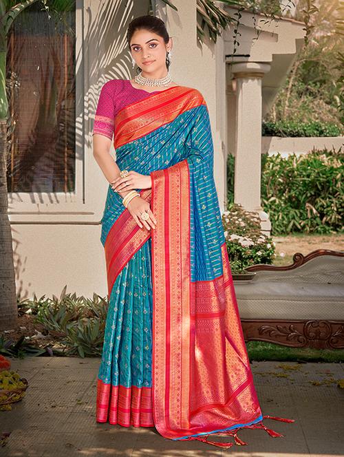 women zari work tussar silk saree with blouse - 21287155 - Very Small Image - 1