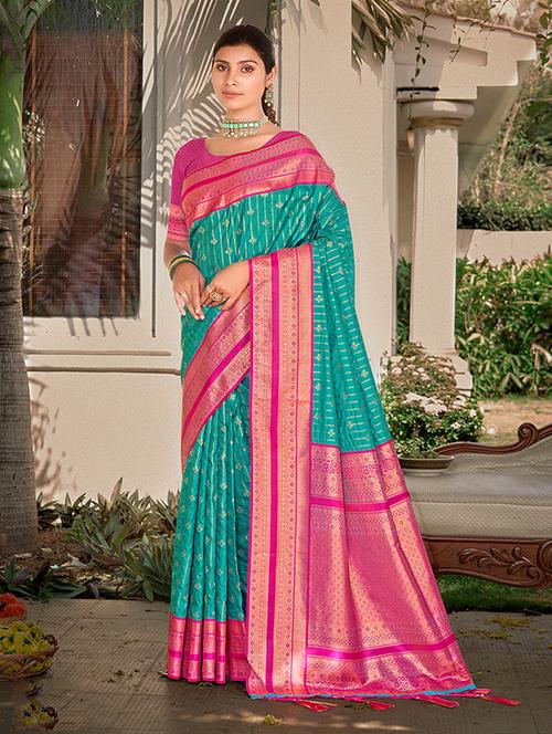 women zari work tussar silk saree with blouse - 21287158 - Very Small Image - 1