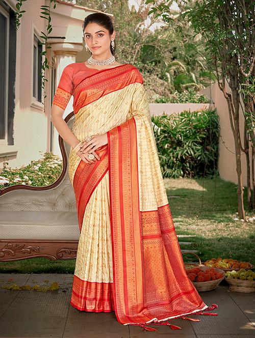 women zari work tussar silk saree with blouse - 21287159 - Very Small Image - 1