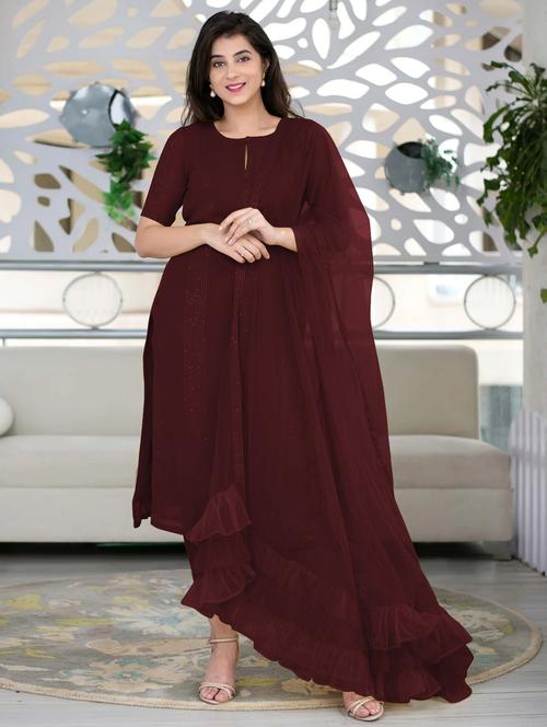 brown kurta dupatta set - 21291016 - Very Small Image - 1