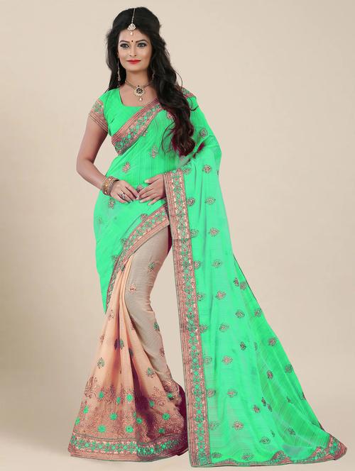 women embroidered half & half saree with blouse - 21318706 - Very Small Image - 1