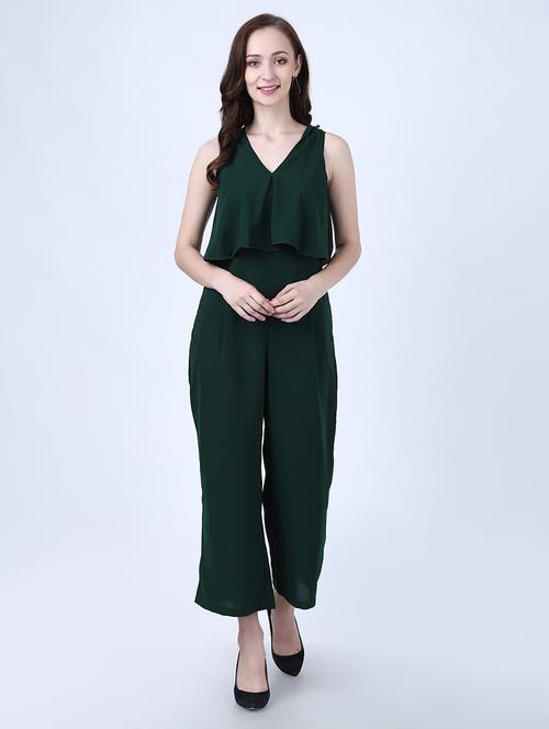 women green viscose full leg jumpsuit - 21331304 - Very Small Image - 1
