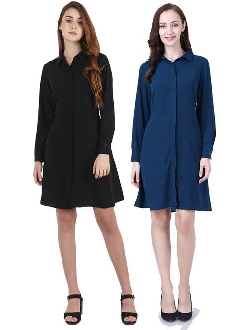 pckof 2 multi women colored solid dress - 21331396 - Very Small Image - 1