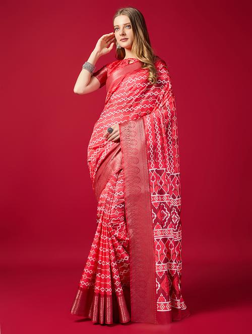 women printed bordered saree with blouse - 21345306 - Very Small Image - 1