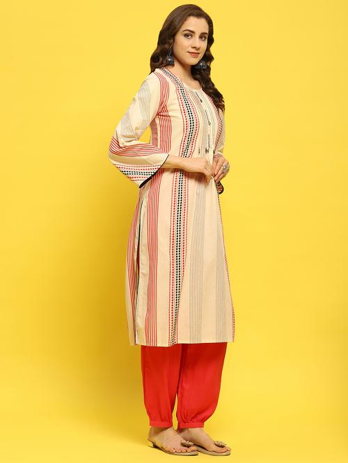 women off white kurta salwar set - 21353579 - Very Small Image - 1