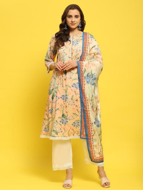 women three quarter sleeve kurta pant with dupatta set - 21353586 - Very Small Image - 1