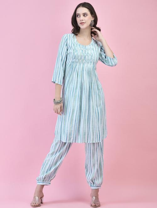 women round neck kurta salwar set - 21353667 - Very Small Image - 1