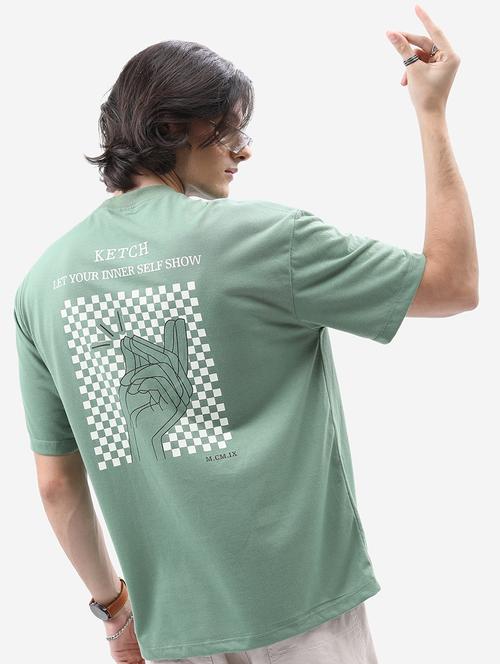 men round neck back print t-shirt - 21375207 - Very Small Image - 1