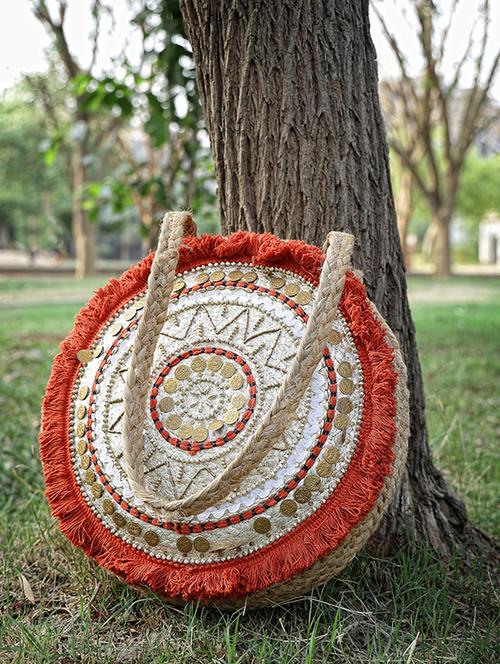 women embellished jute tote bag - 21391638 - Very Small Image - 1