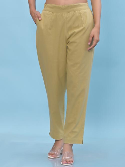 women beige cotton cigarette pants - 21391951 - Very Small Image - 1