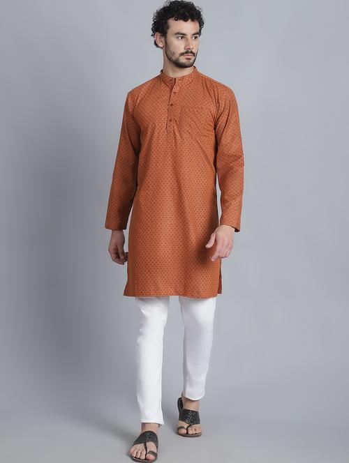 men mandarin neck printed long kurta - 21393743 - Very Small Image - 1