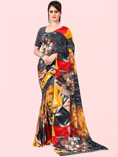 women multi color printed saree with blouse - 21410802 - Very Small Image - 1
