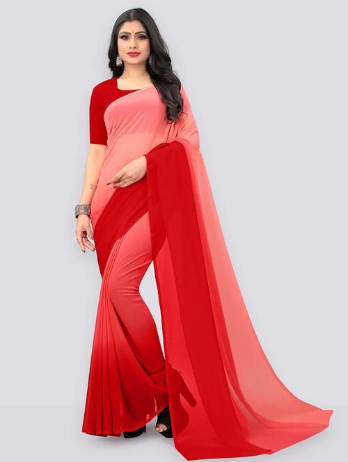 women red ombre saree with blouse - 21413671 - Very Small Image - 1