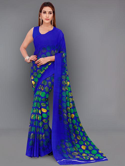multi colored georgette printed saree with blouse - 21431722 - Very Small Image - 1