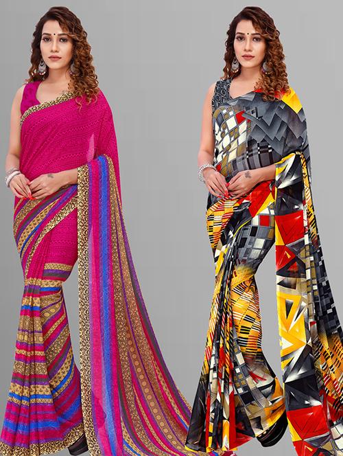 women pack of 2 casual wear combo saree with blouse - 21432899 - Very Small Image - 1