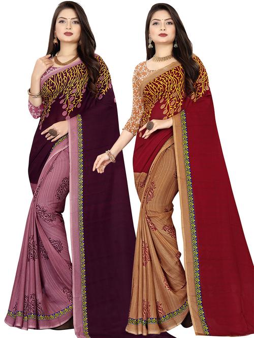 pack of 2 printed sarees - 21435653 - Very Small Image - 1