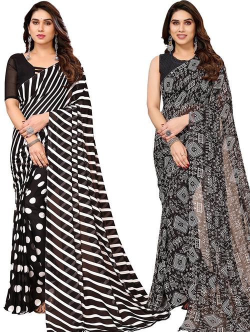pack of 2 casual wear sarees with blouse - 21445804 - Very Small Image - 1