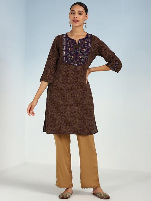 women purple georgette straight kurta - 21451546 - Very Small Image - 1