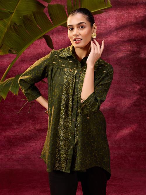women three quarter sleeve printed regular shirt - 21456820 - Very Small Image - 1