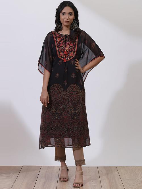 women black georgette kaftan kurta - 21458858 - Very Small Image - 1
