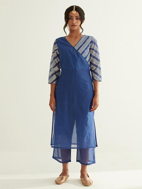 blue striped straight kurta - 21459274 - Very Small Image - 1