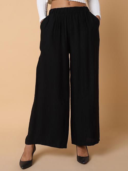 women solidmid rise wide leg trouser - 21463594 - Very Small Image - 1