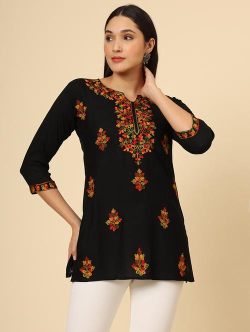 women black rayon regular tunic - 21484848 - Very Small Image - 1