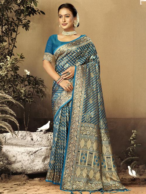 women self design banarasi saree with blouse - 21494717 - Very Small Image - 1