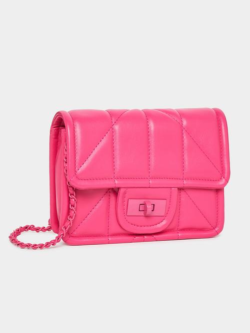 women pink pu sling bag - 21503960 - Very Small Image - 1